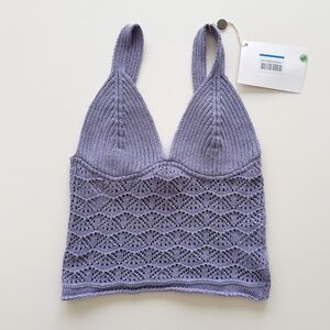 8 by Yoox lavender knit crochet festival sleeveless crop top blouse bustier. Med